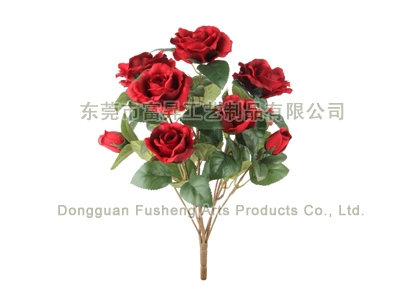 【F4933/7】Rose Bush x 7Artificial Flowers